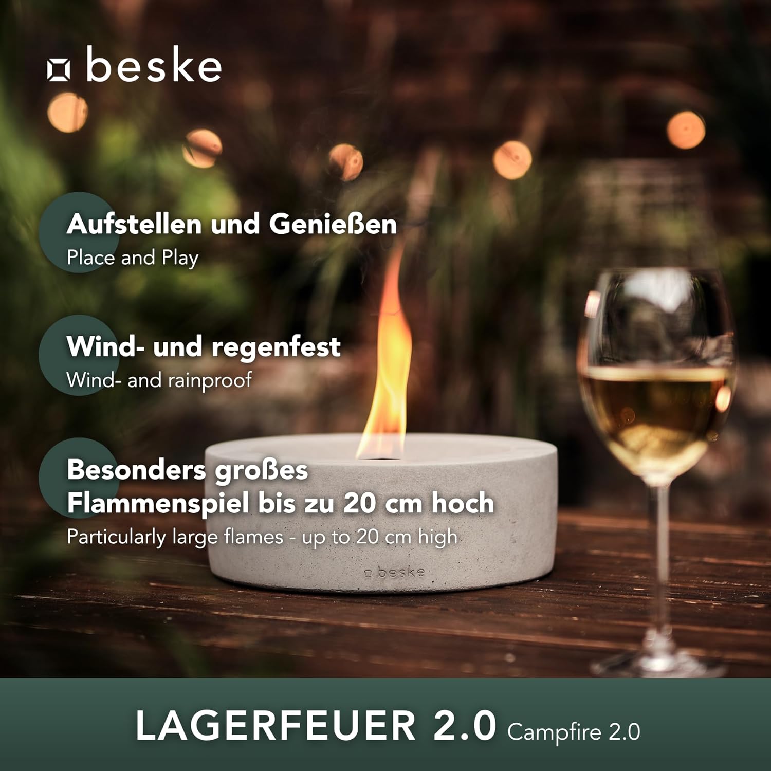BESKE Betonfeuer Taal Ø 25cm - gerade inkl. Löschbrett - HANDARBEIT Made in Germany  von Beske-Manufaktur