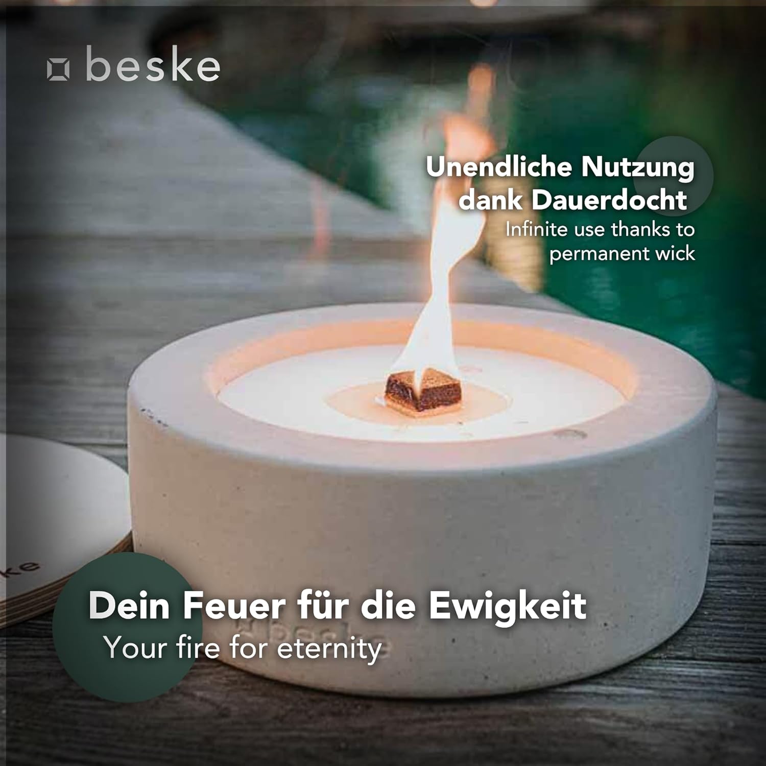 BESKE Betonfeuer Taal Ø 25cm - gerade inkl. Löschbrett - HANDARBEIT Made in Germany  von Beske-Manufaktur