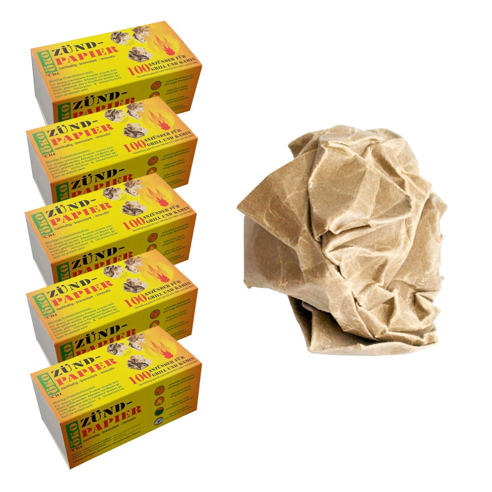500x Zündpapier Feueranzünder für Grill & Kamin ~ Umweltfreundlich aus recyceltem Altpapier und Wachs