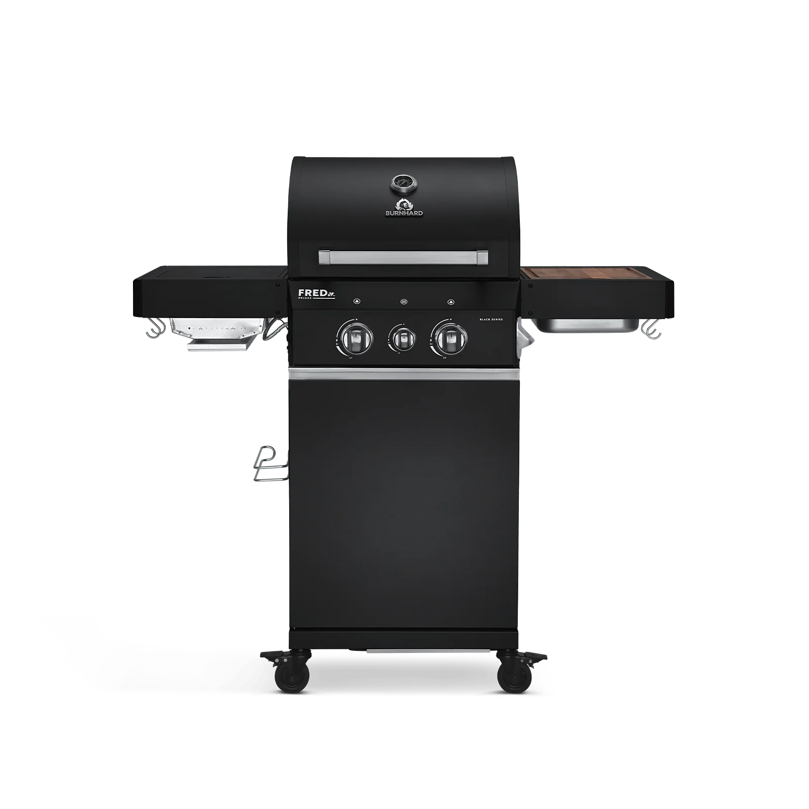 BURNHARD FRED Jr. Deluxe Gasgrill 2-Brenner in der Farbe Schwarz mit Gusseisenrost von BURNHARD