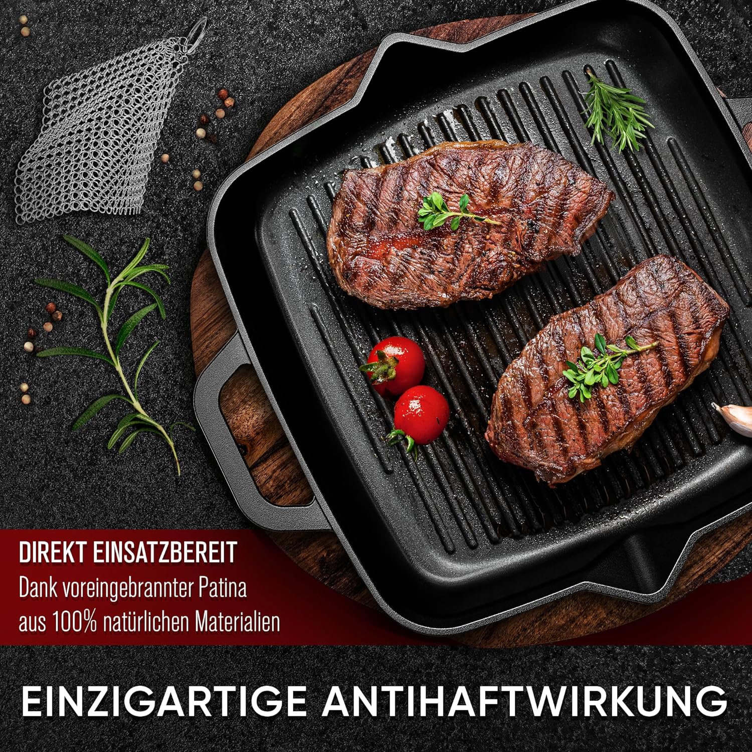 GUSSKÖNIG 26cm quadratische Gusseisenpfanne Pfanne Gusseisen - Grillpfanne Induktion von GUSSKÖNIG GUSSKÖNIG 26cm quadratische Gusseisenpfanne Pfanne Gusseisen - Grillpfanne Induktion von GUSSKÖNIG