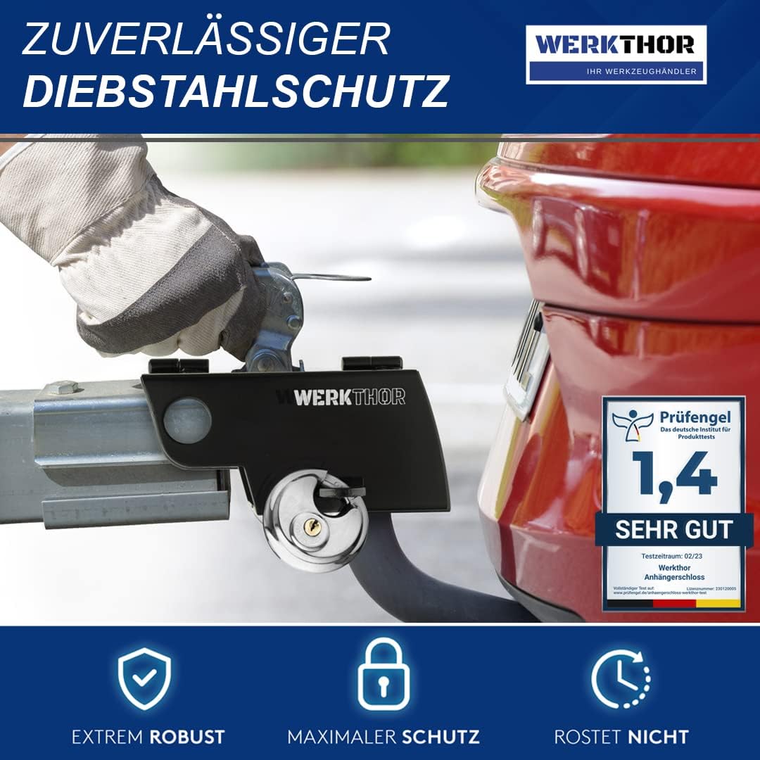 WERKTHOR Anhängerschloss | Kastenschloss | Diebstahlschutz | Schwarz mit Schlüssel Schloß von WERKTHOR WERKTHOR Anhängerschloss | Kastenschloss | Diebstahlschutz | Schwarz mit Schlüssel Schloß von WERKTHOR