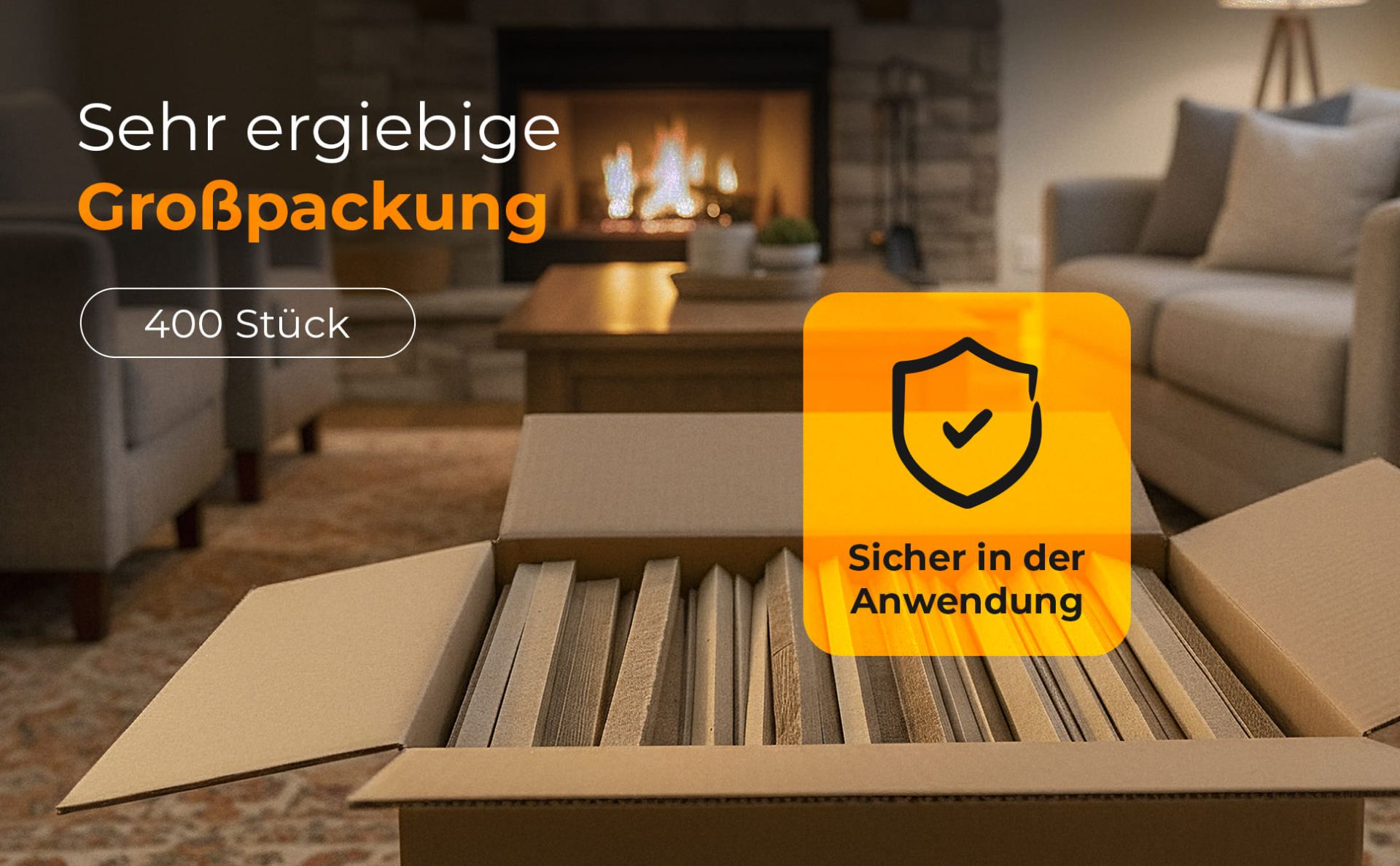 1x SILVER Fidibusse Großpackung 400 Stück + 1x Blechdose 50 Anzündern + 1x 300ml Kaminscheiben Reiniger von SILVER GmbH