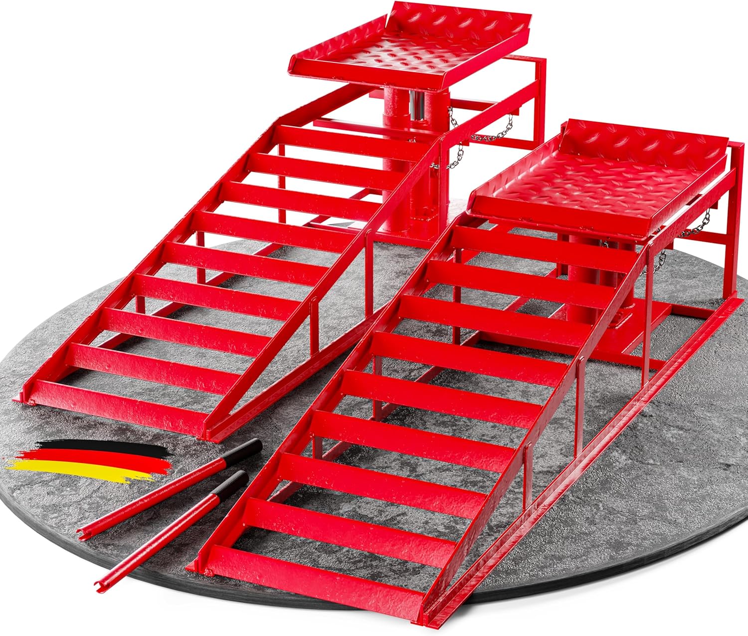 WERKTHOR Hydraulische Auffahrrampe PKW - 2er Set in Rot von WERKTHOR