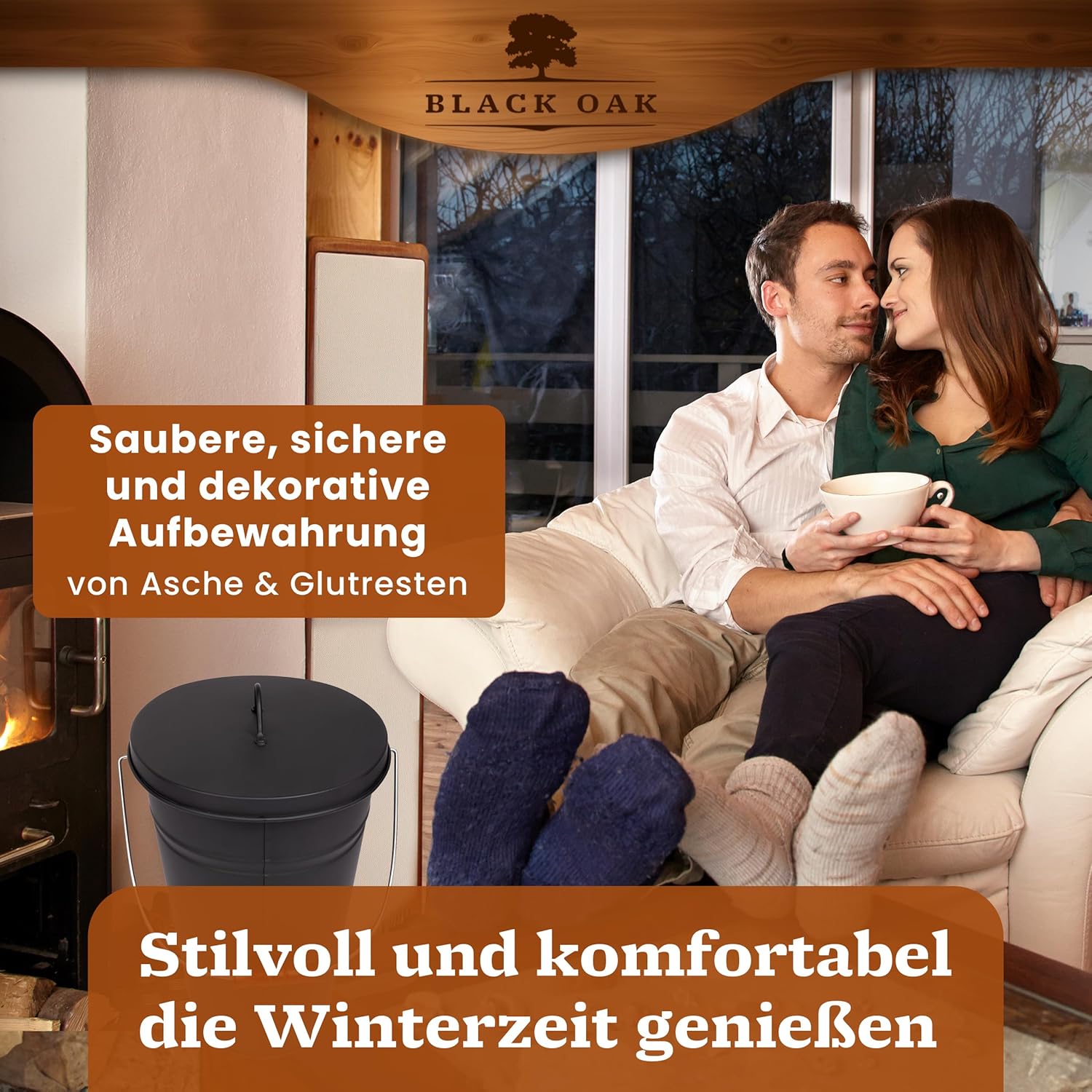 BLACK OAK Asche & Kohle Eimer Vesuvio schwarz 20 Liter von BLACK OAK