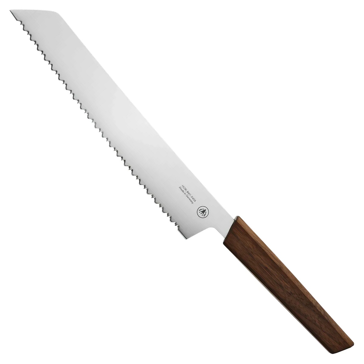 HORL® Brotmesser Nussbaum mit Triple Pro Cut Wellenschliff und Massivholzgriff 24 cm Klinge