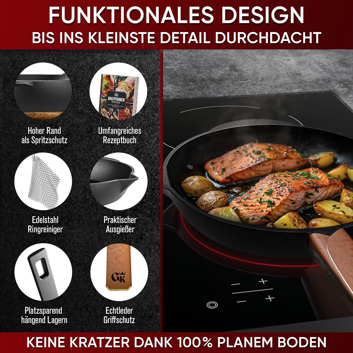 GUSSKÖNIG Ø 26cm Gusseisenpfanne Pfanne Gusseisen - Bratpfanne Induktion von GUSSKÖNIG GUSSKÖNIG Ø 26cm Gusseisenpfanne Pfanne Gusseisen - Bratpfanne Induktion von GUSSKÖNIG