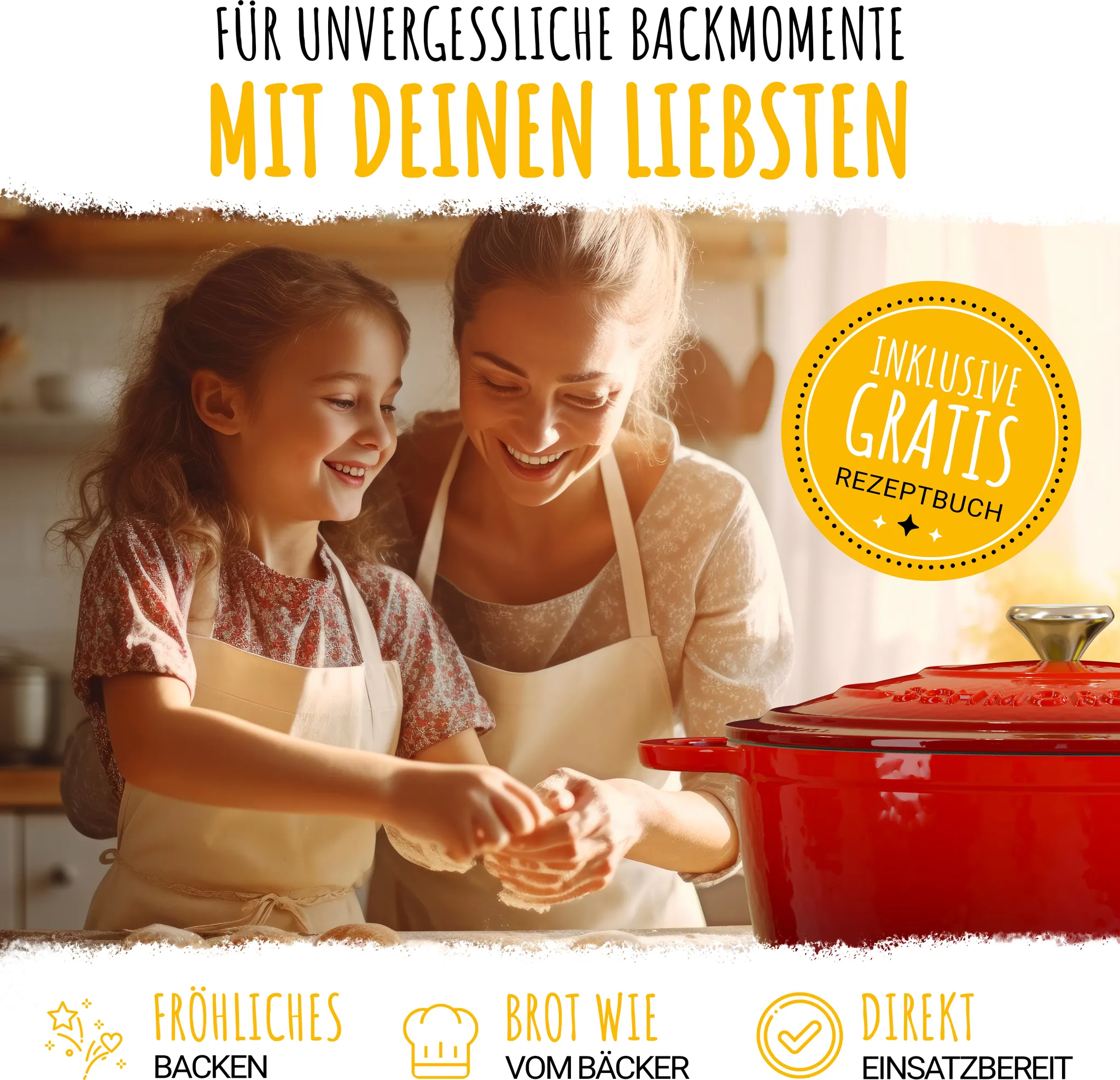 SCHMORGOLD Brotbacktopf & Schmortopf aus emailliertem Gusseisen & Gärkorb - 26 cm von SCHMORGOLD