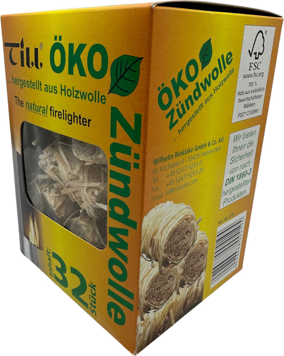6x Till Öko Zündwolle | Grillanzünder | Ofennzünder | Kaminanzünder | 192 Anzünder von Till