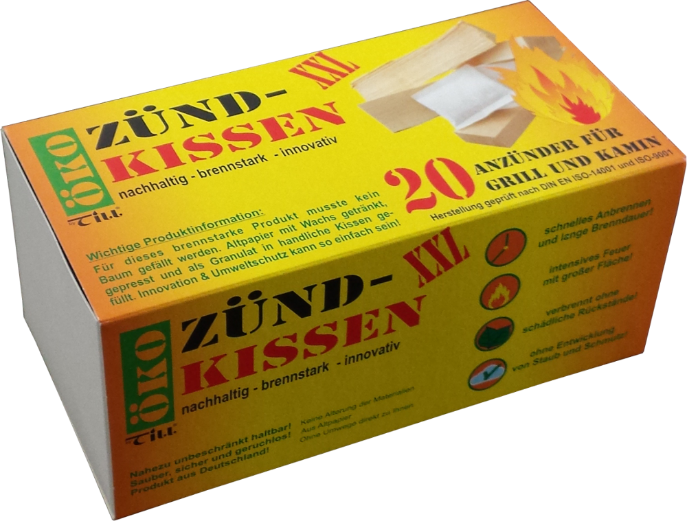 20 Zündkissen Feueranzünder für Grill & Kamin ~ Umweltfreundlich aus recyceltem Altpapier und Wac von Till