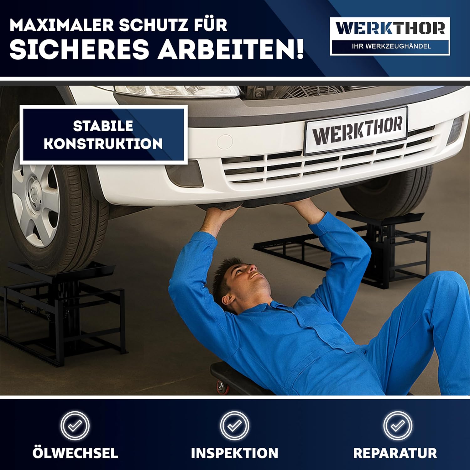 WERKTHOR Hydraulische Auffahrrampe PKW - 2er Set in Schwarz von WERKTHOR