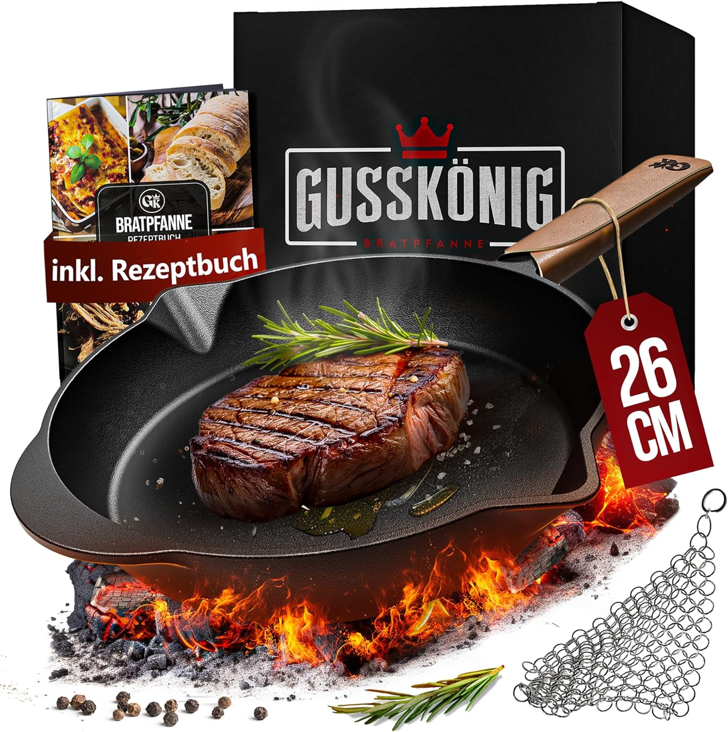 GUSSKÖNIG Ø 26cm Gusseisenpfanne Pfanne Gusseisen - Bratpfanne Induktion von GUSSKÖNIG GUSSKÖNIG Ø 26cm Gusseisenpfanne Pfanne Gusseisen - Bratpfanne Induktion von GUSSKÖNIG