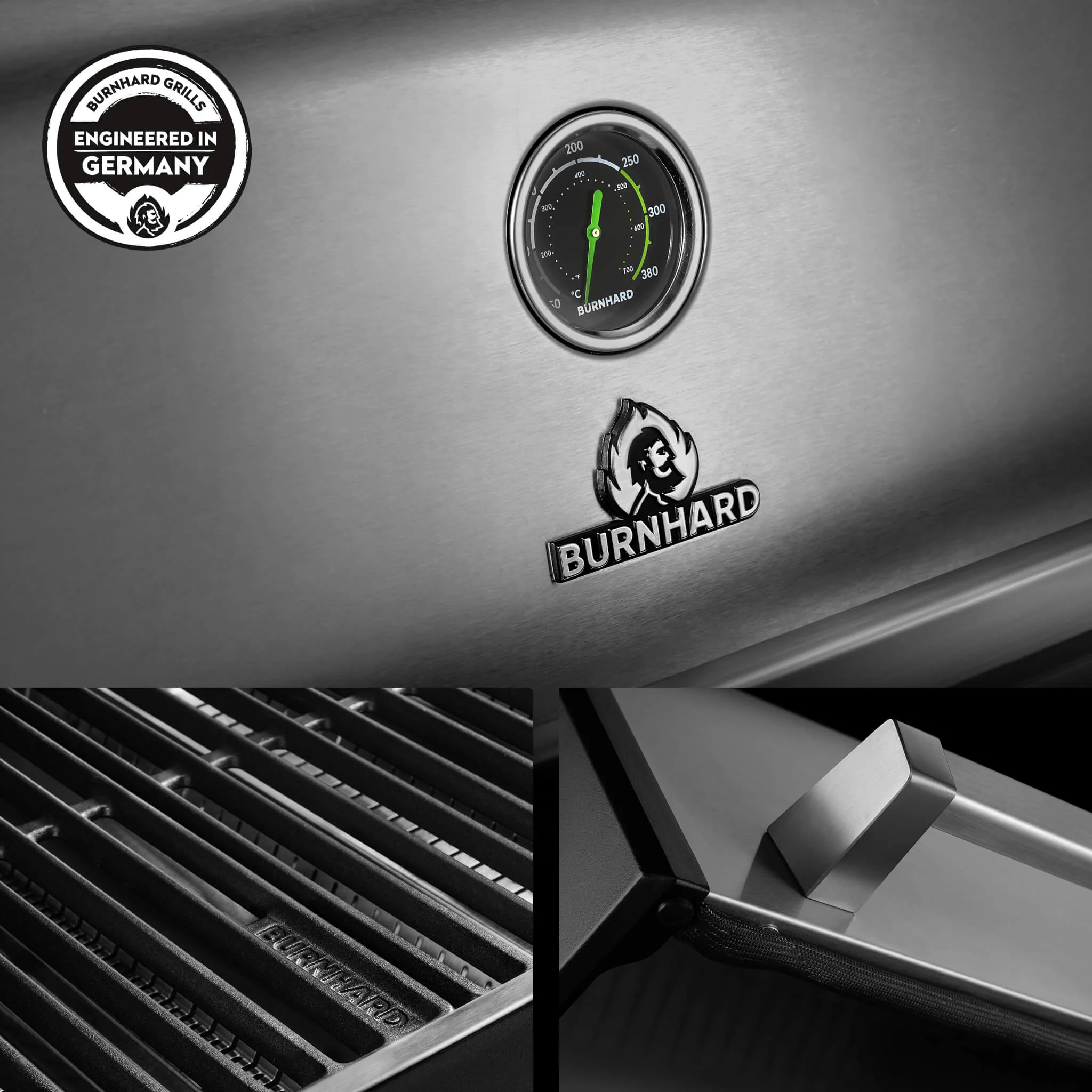 BURNHARD FRED Jr. Deluxe Series 4 Edelstahl Edition Gasgrill 2 Brenner Kompakt kraftvoll langlebig von BURNHARD