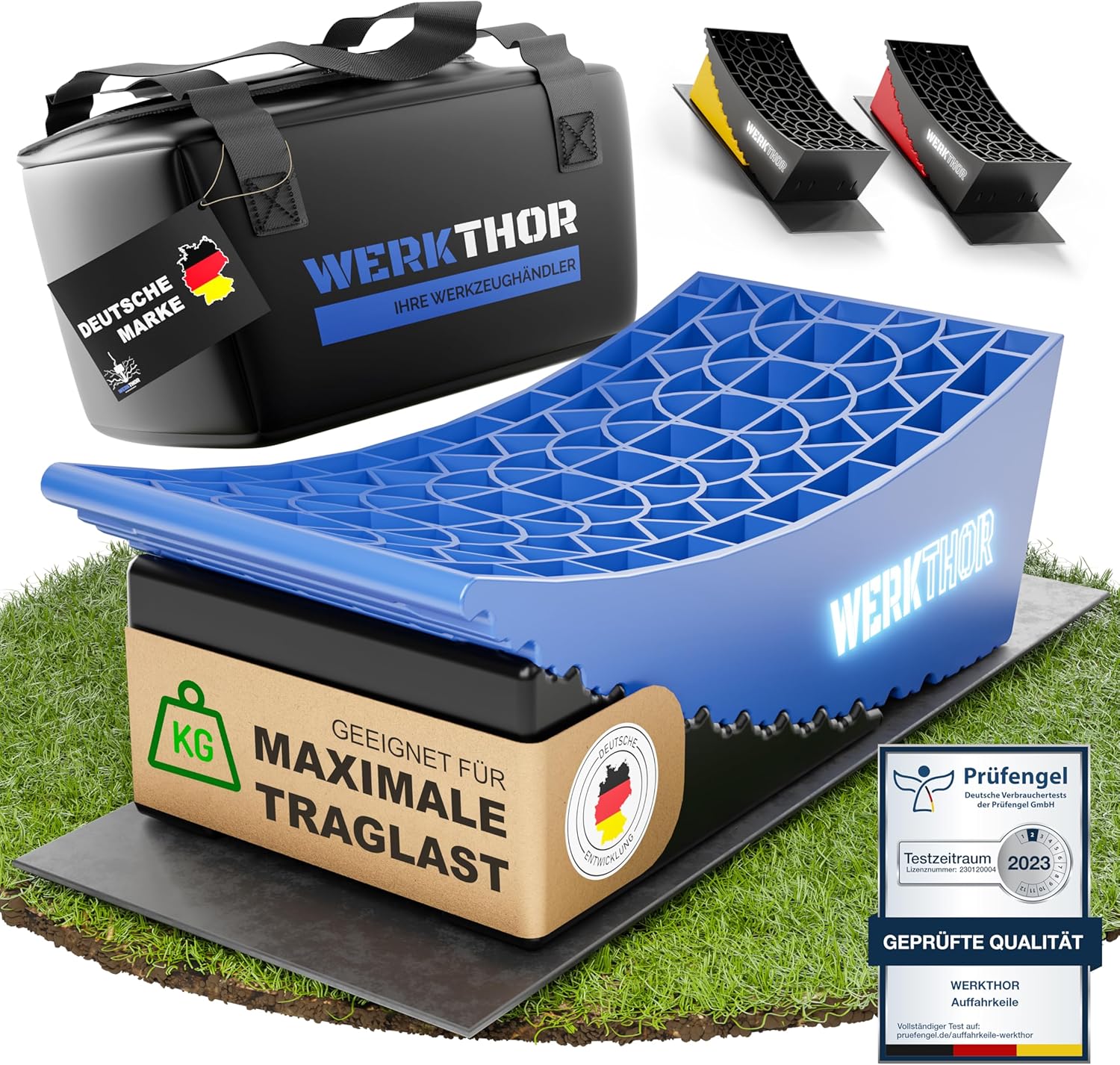 WERKTHOR Auffahrkeile 2er Set Blau / Schwarz | Wohnmobil & Wohnwagen & VAN & Anhänger von WERKTHOR