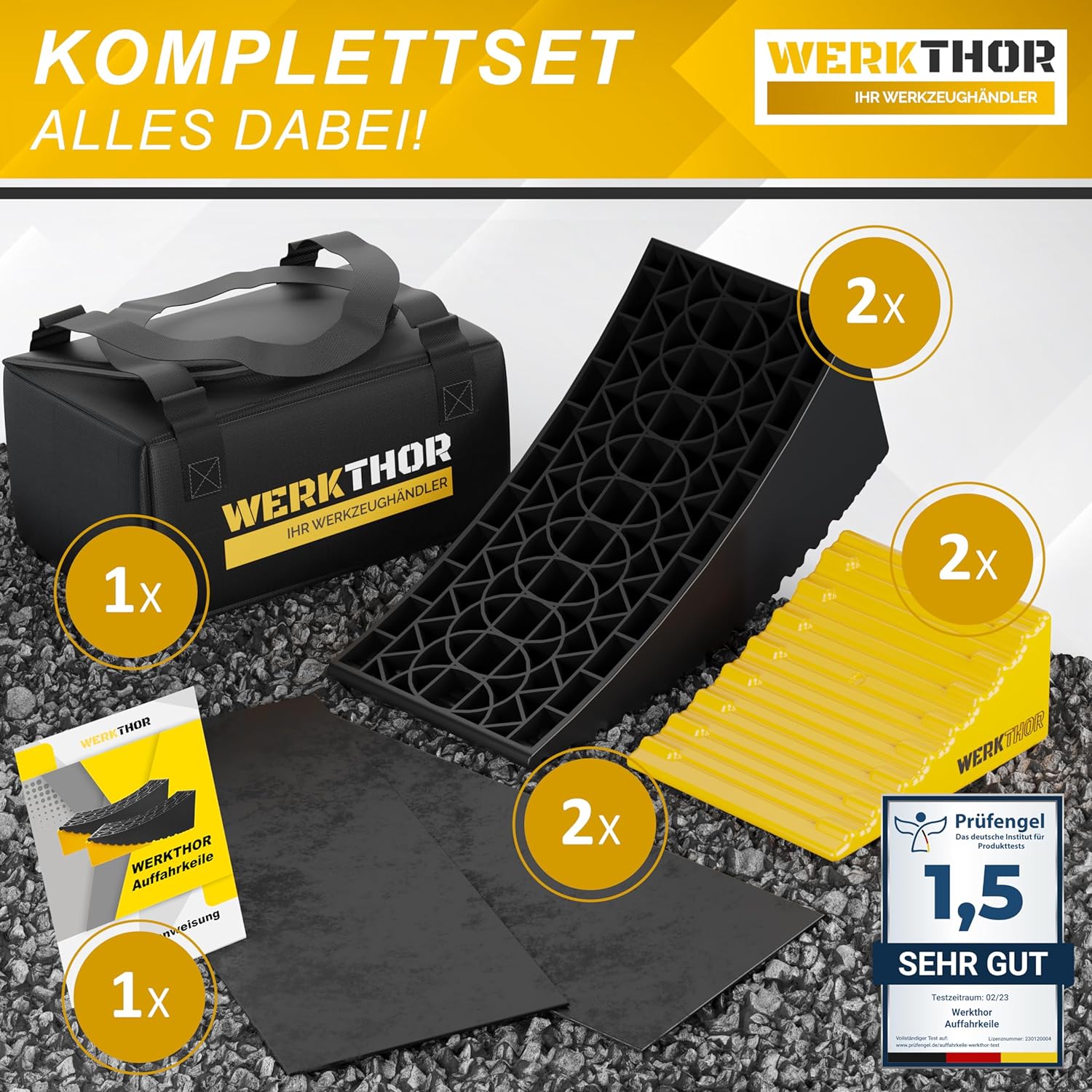 WERKTHOR Auffahrkeile 2er Set Schwarz / Gelb | Wohnmobil & Wohnwagen & VAN & Anhänger von WERKTHOR WERKTHOR Auffahrkeile 2er Set Schwarz / Gelb | Wohnmobil & Wohnwagen & VAN & Anhänger von WERKTHOR
