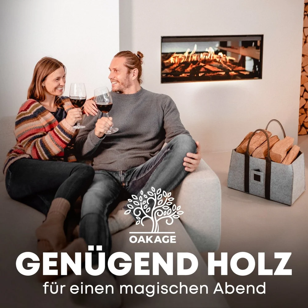 OAKAGE Holzkorb Filzshopper aus recyceltem Filz 50 x 33 x 30 cm in Hellgrau