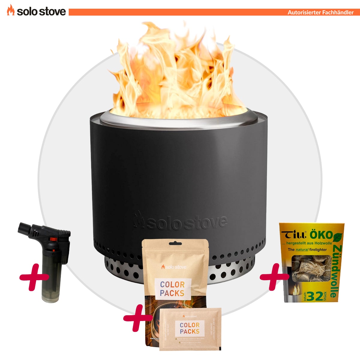 Solo Stove BONFIRE 2.0 + STAND Ash / Anthrazit + Buntes Feuer + Anzünder - AKTION