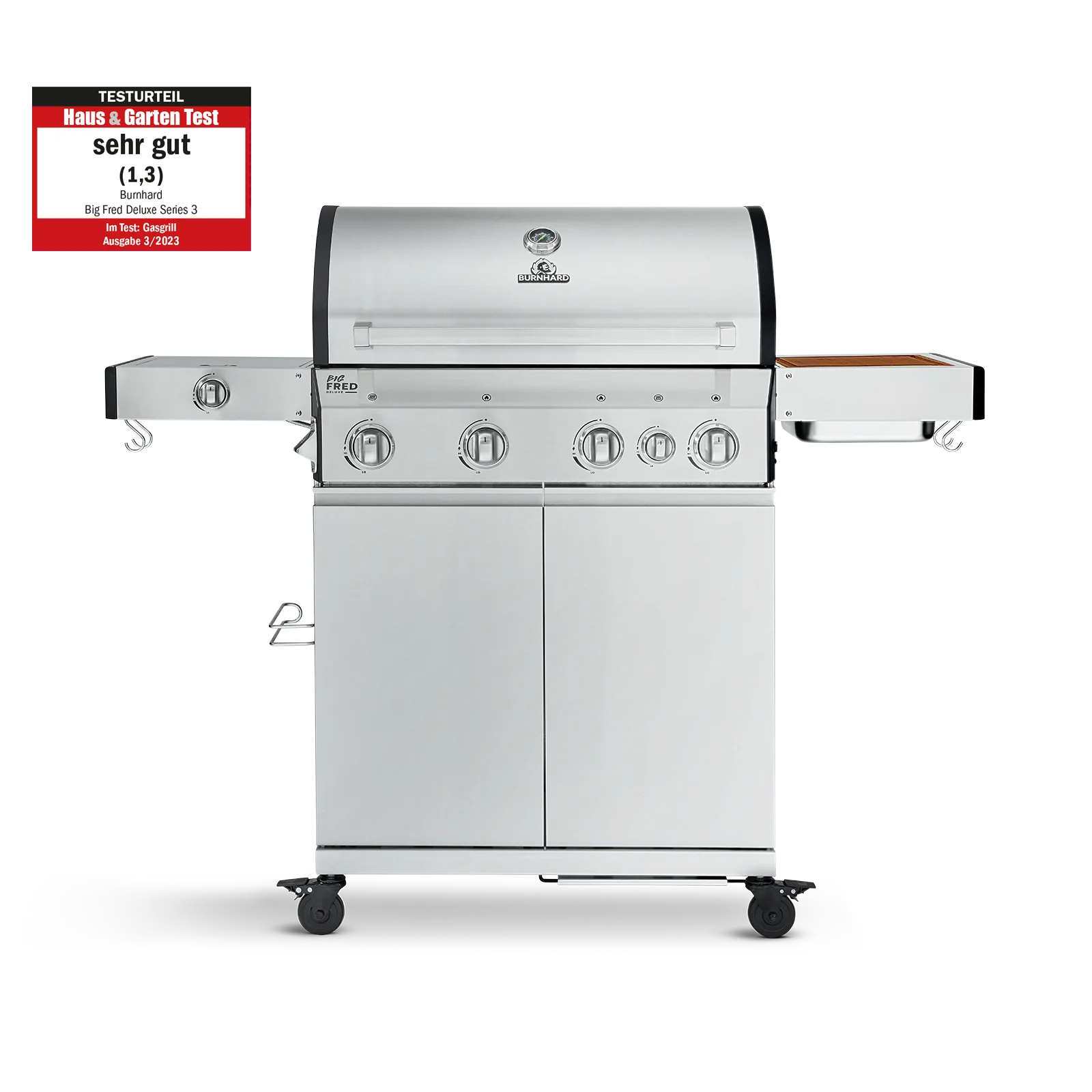 BURNHARD Big FRED Deluxe Gasgrill 4-Brenner in der Farbe Edelstahl