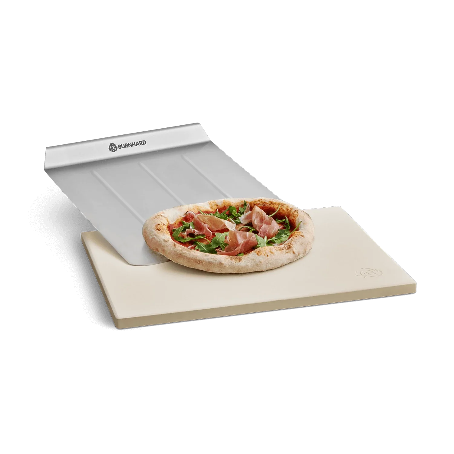BURNHARD Pizzastein mit Pizzaschaufel, Pizzawiegemesser und Pizzabrett von BURNHARD