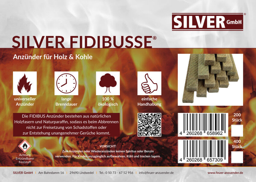 800 SILVER FIDIBUSSE® Anzünder | Kaminanzünder | Ofenanzünder | Grillanzünder von SILVER GmbH