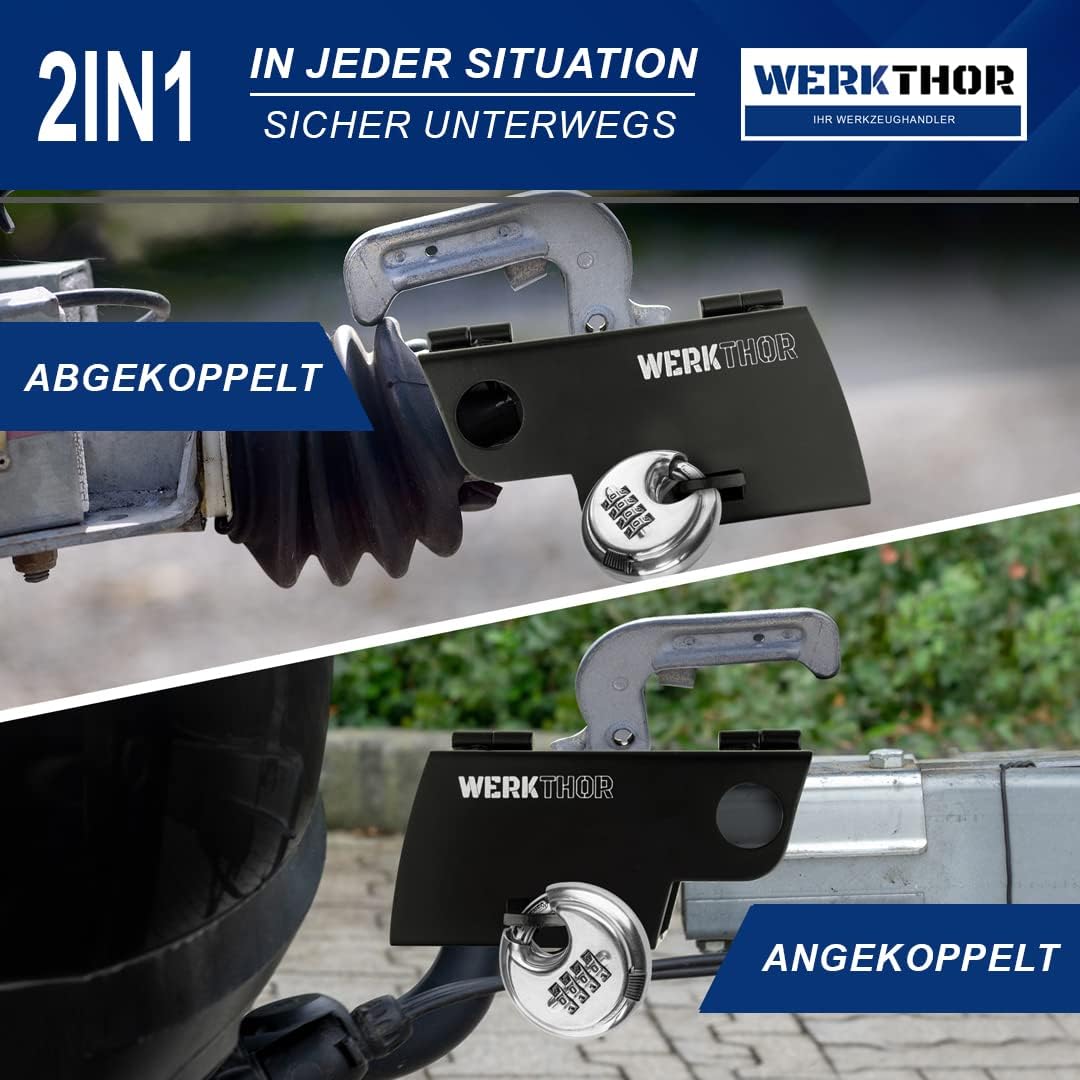 WERKTHOR Anhängerschloss | Kastenschloss | Diebstahlschutz | Schwarz mit Kombi-Schloss von WERKTHOR WERKTHOR Anhängerschloss | Kastenschloss | Diebstahlschutz | Schwarz mit Kombi-Schloss von WERKTHOR