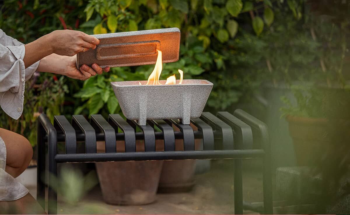 DENK Keramik Schmelzfeuer Outdoor XL Granicium + Wachs gefüllt | Deckel XL Granicium (SXLG+SXLG-DE) von DENK Keramik