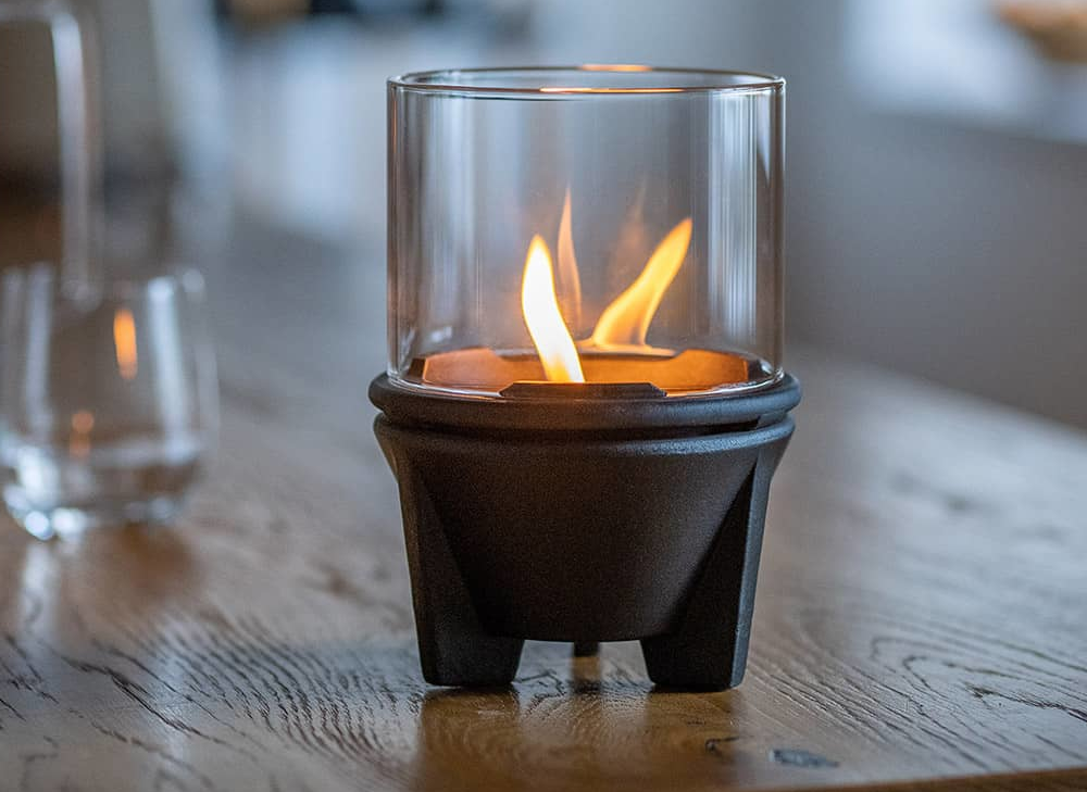 DENK Keramik Schmelzfeuer Indoor CeraLava mit Windglas-Aufsatz ~ SFCI+WLA von DENK Keramik