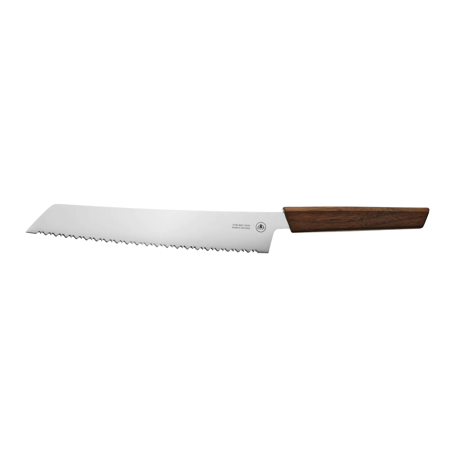 HORL® Brotmesser Nussbaum mit Triple Pro Cut Wellenschliff und Massivholzgriff 24 cm Klinge