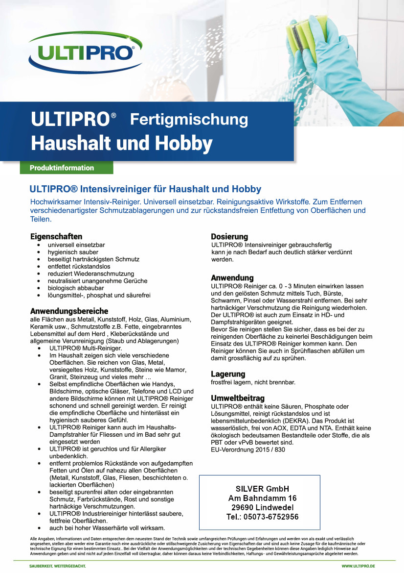1x 1 Liter ULTIPRO Intensivreiniger für Haushalt & Hobby & Camping & Gewerbe | biologisch abbaubarer von ULTIPRO