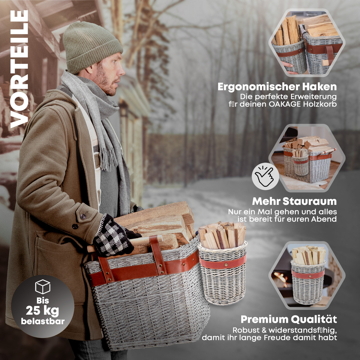 OAKAGE WillowWrap Zündholzkorb Weide von OAKAGE