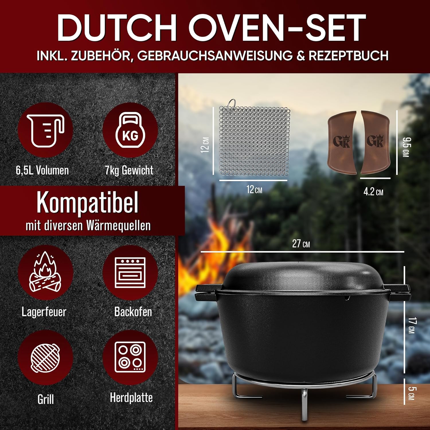 GUSSKÖNIG Dutch Oven - 2in1 Eingebrannter Gusseisen Topf 4,8L & Gusspfanne 1,8L von GUSSKÖNIG GUSSKÖNIG Dutch Oven - 2in1 Eingebrannter Gusseisen Topf 4,8L & Gusspfanne 1,8L von GUSSKÖNIG