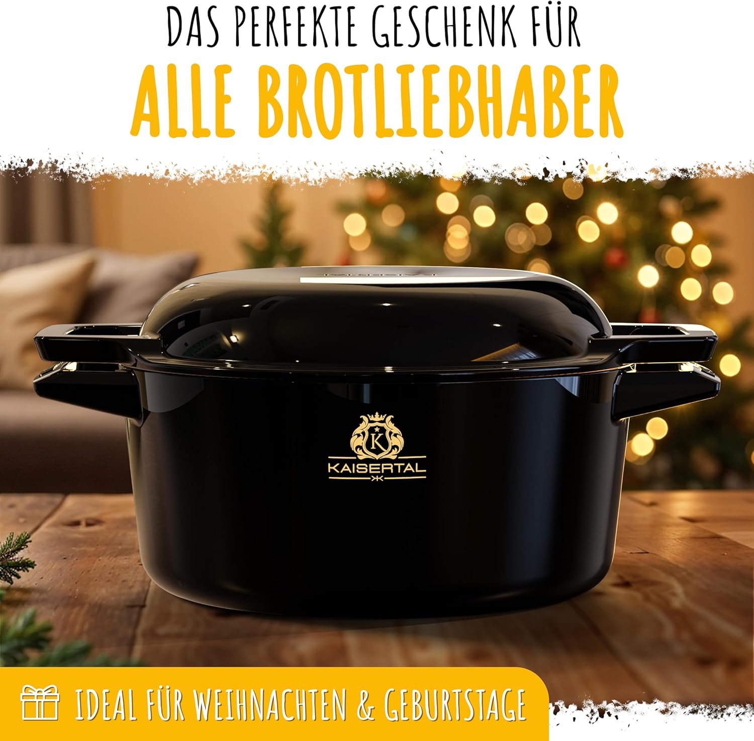 KAISERTAL Emailliert Gusseisen Brotbackform mit Deckel 26cm  von KAISERTAL