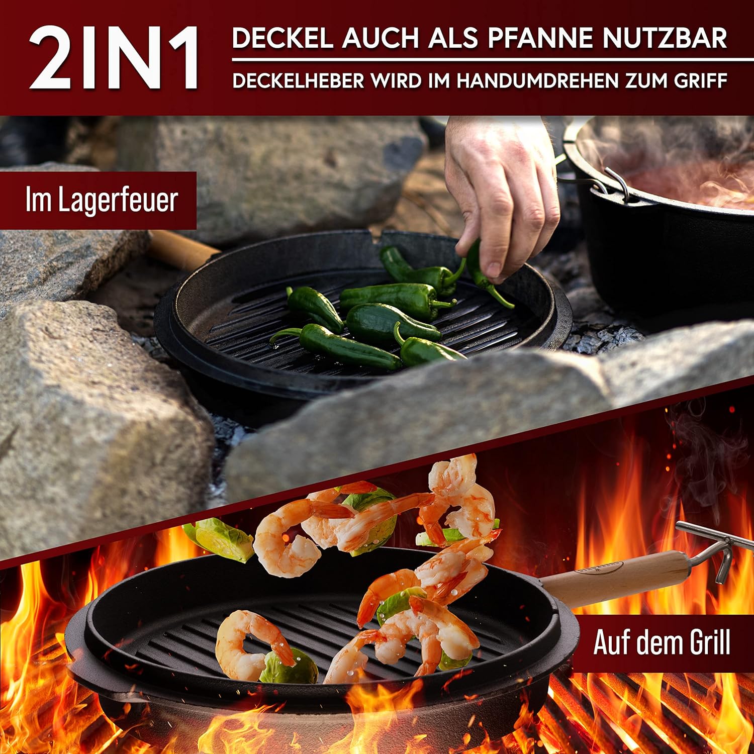 GUSSKÖNIG Dutch Oven Set 8-teilig - bereits eingebranntes Gusseisen Topf Set von GUSSKÖNIG GUSSKÖNIG Dutch Oven Set 8-teilig - bereits eingebranntes Gusseisen Topf Set von GUSSKÖNIG
