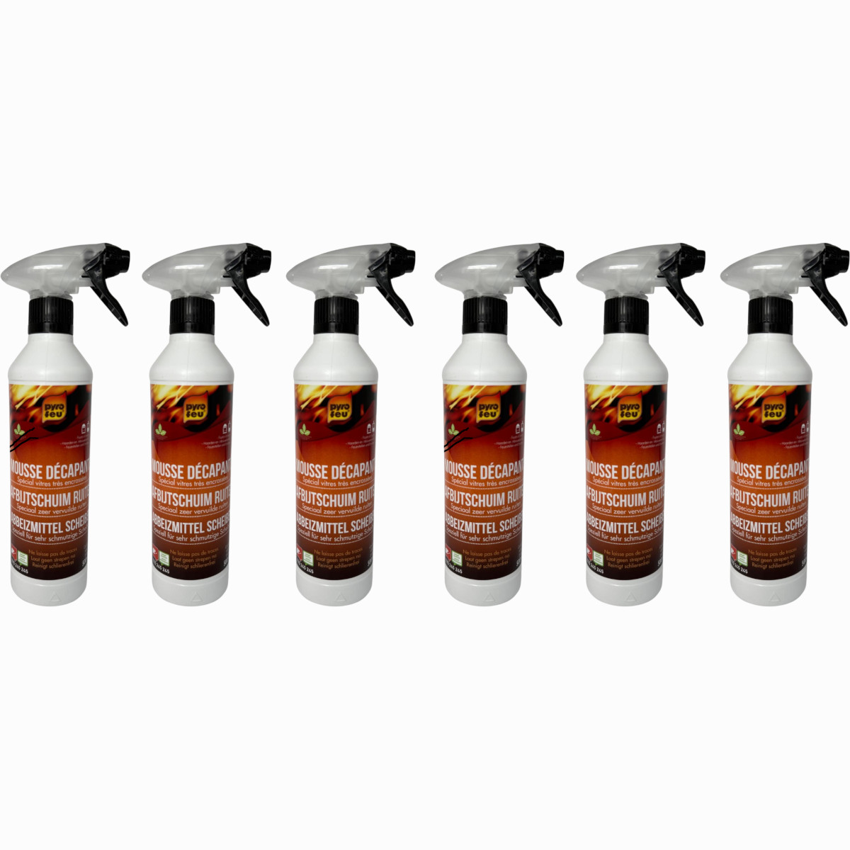 6x pyro feu Reinigungsschaum Hochwirksamer Glasschaumreiniger für Kamin- Ofen- und Herdgläser | 500ml von pyro feu