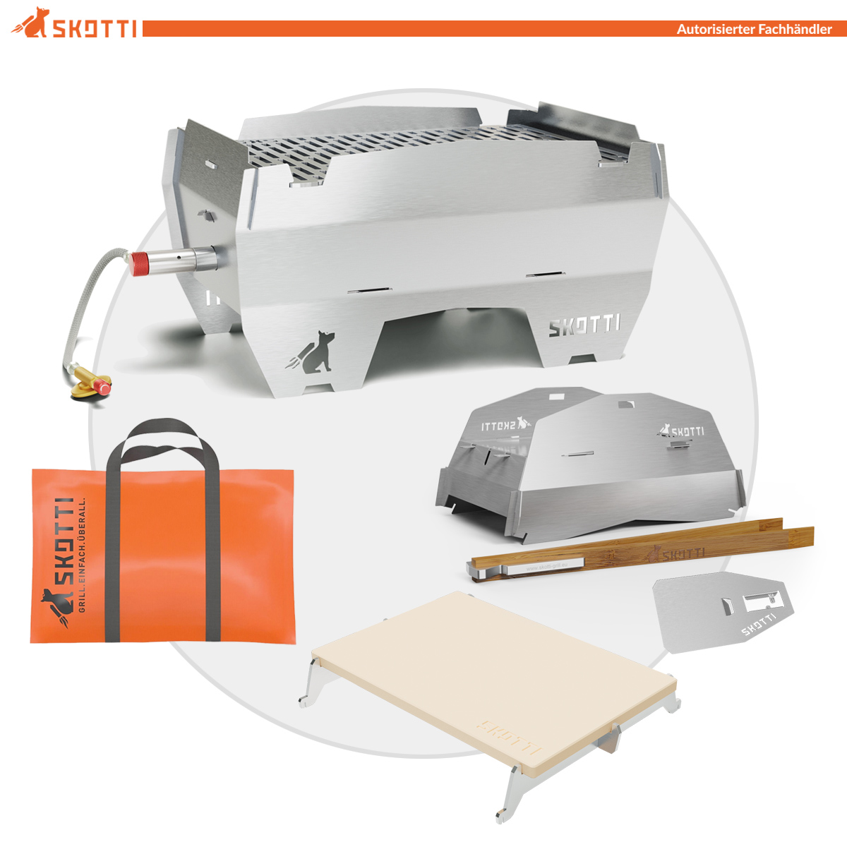 SKOTTI Grill 2.0 PIZZA Set + CAP + Pizza Stone + Flip