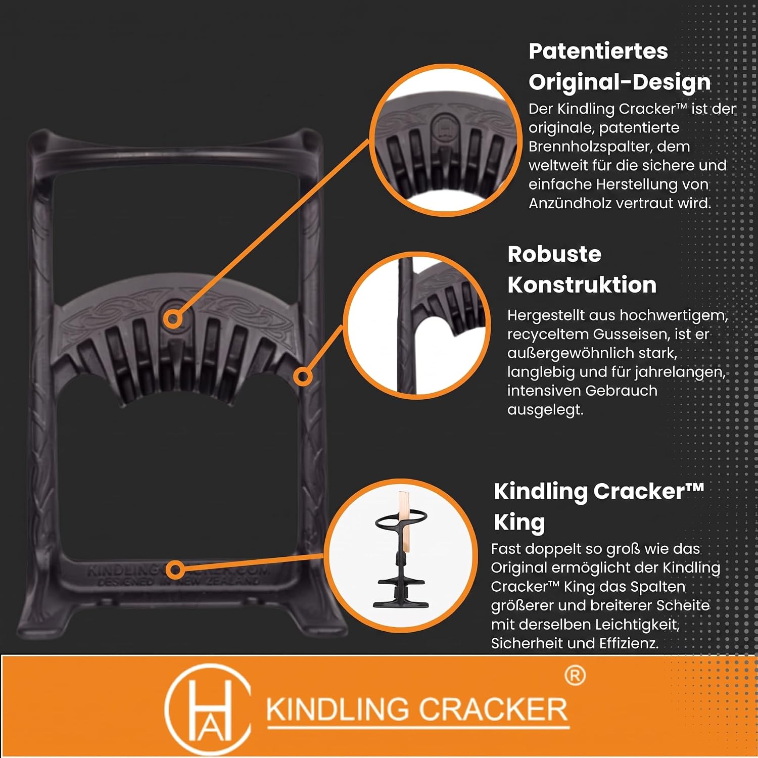 Holzspalter Kindling Cracker King Premium-Set bis 23 cm Durchmesser von Fandango Fire Tools