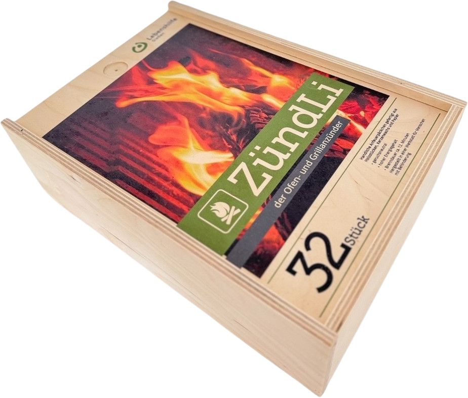 ZündLi Holzbox + 5x Kiste zum nachfüllenn für Holzfeuer und Grill - 192 Anzünder von ZündLi