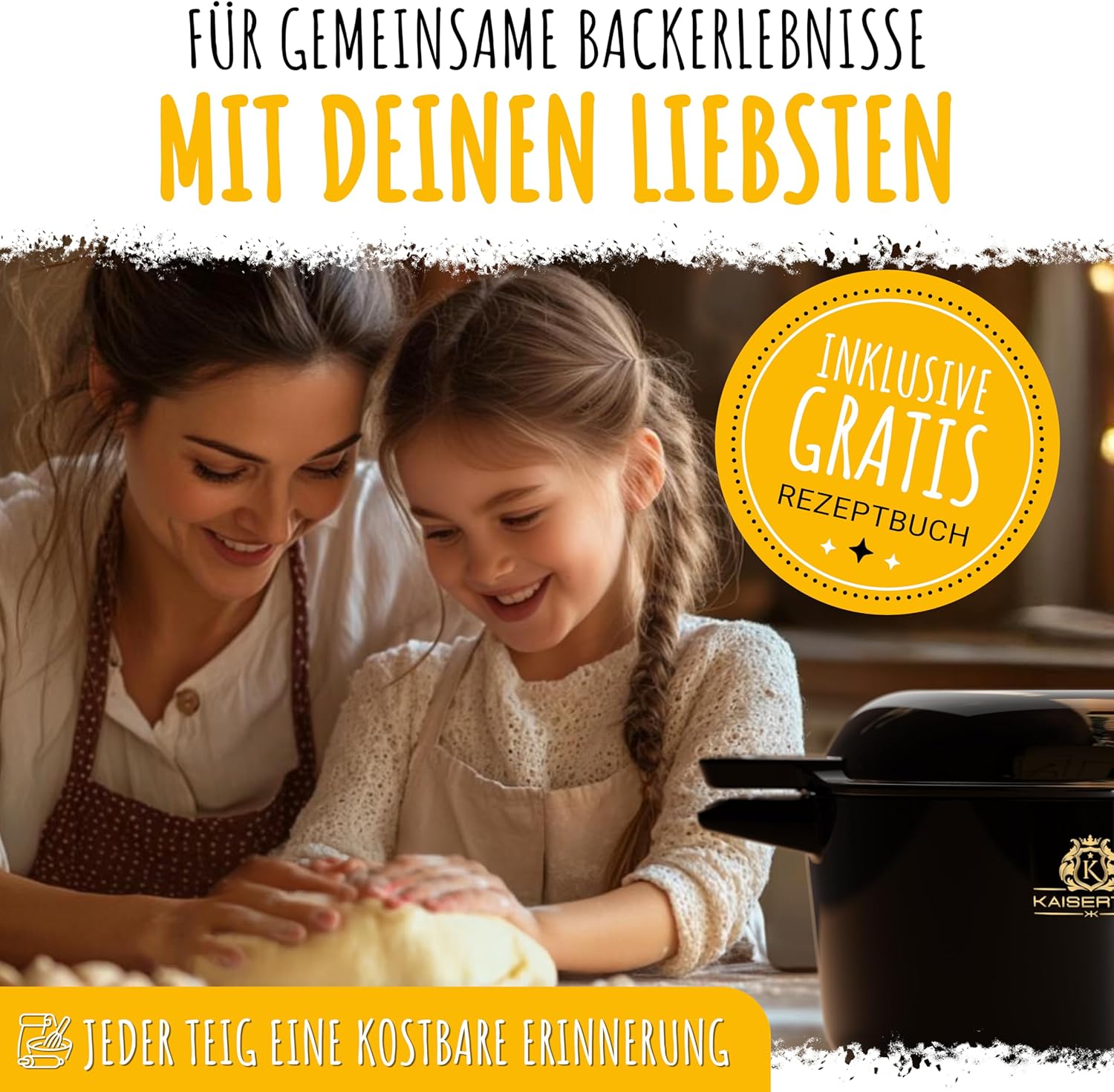 KAISERTAL Emailliert Gusseisen Brotbackform mit Deckel 26cm - inkl. Gärkorb von KAISERTAL