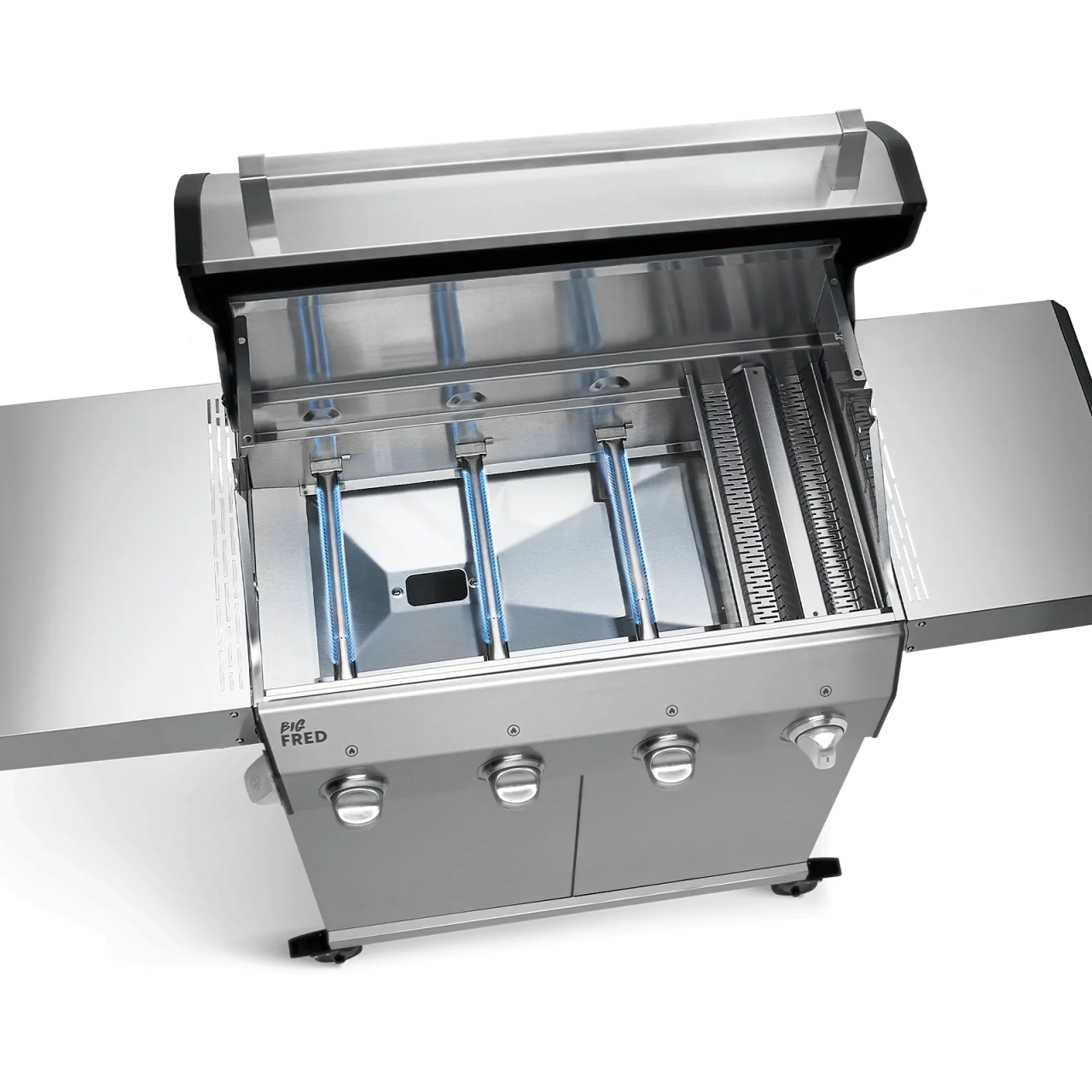 BURNHARD Big FRED Basic Gasgrill 4-Brenner in der Farbe Edelstahl mit Gusseisenrost von BURNHARD