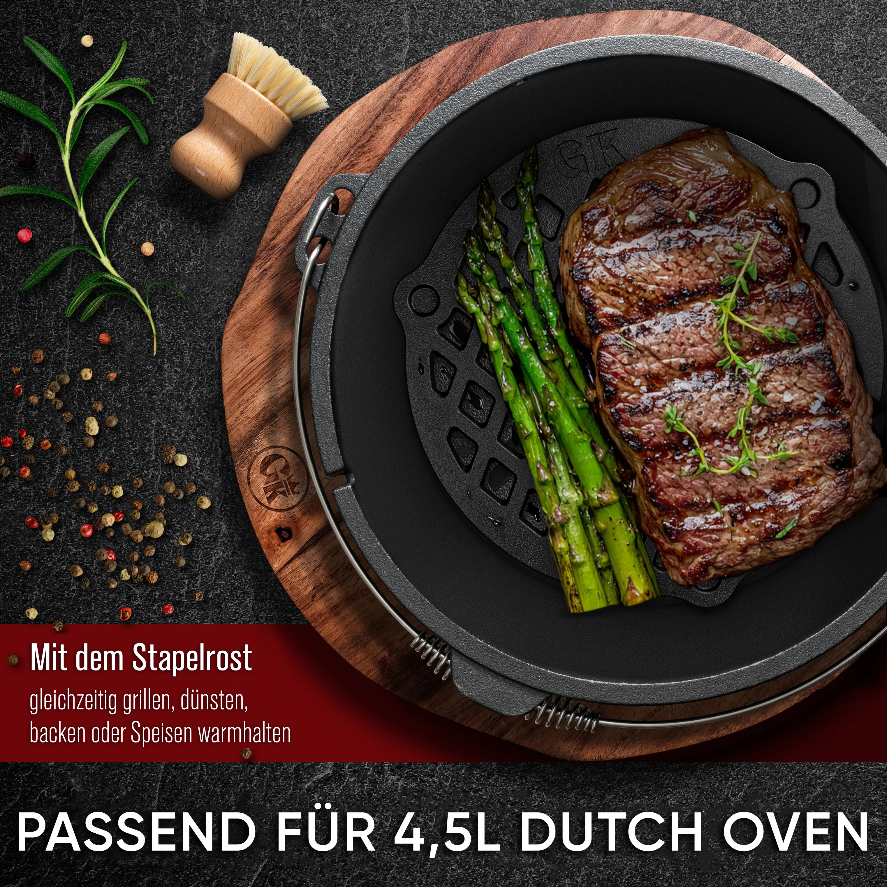 GUSSKÖNIG Gusseisen Stapelrost für Dutch Oven 4,5 Liter Ø 20cm von GUSSKÖNIG