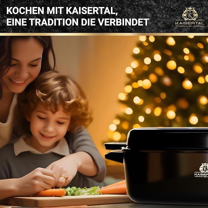 KAISERTAL Emaillierter Gusseisen Bräter 28 cm mit Deckel 6 Liter von KAISERTAL