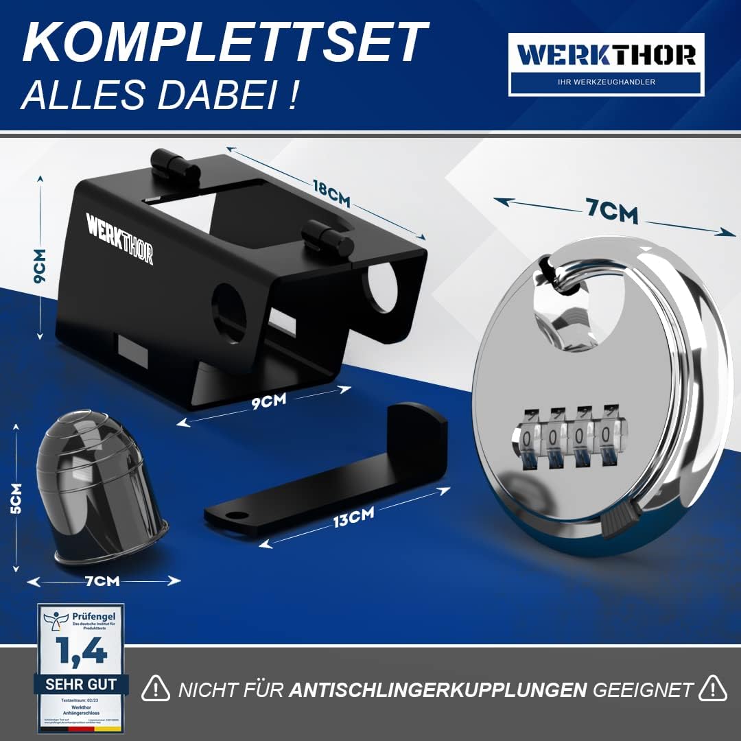 WERKTHOR Anhängerschloss | Kastenschloss | Diebstahlschutz | Schwarz mit Kombi-Schloss von WERKTHOR WERKTHOR Anhängerschloss | Kastenschloss | Diebstahlschutz | Schwarz mit Kombi-Schloss von WERKTHOR