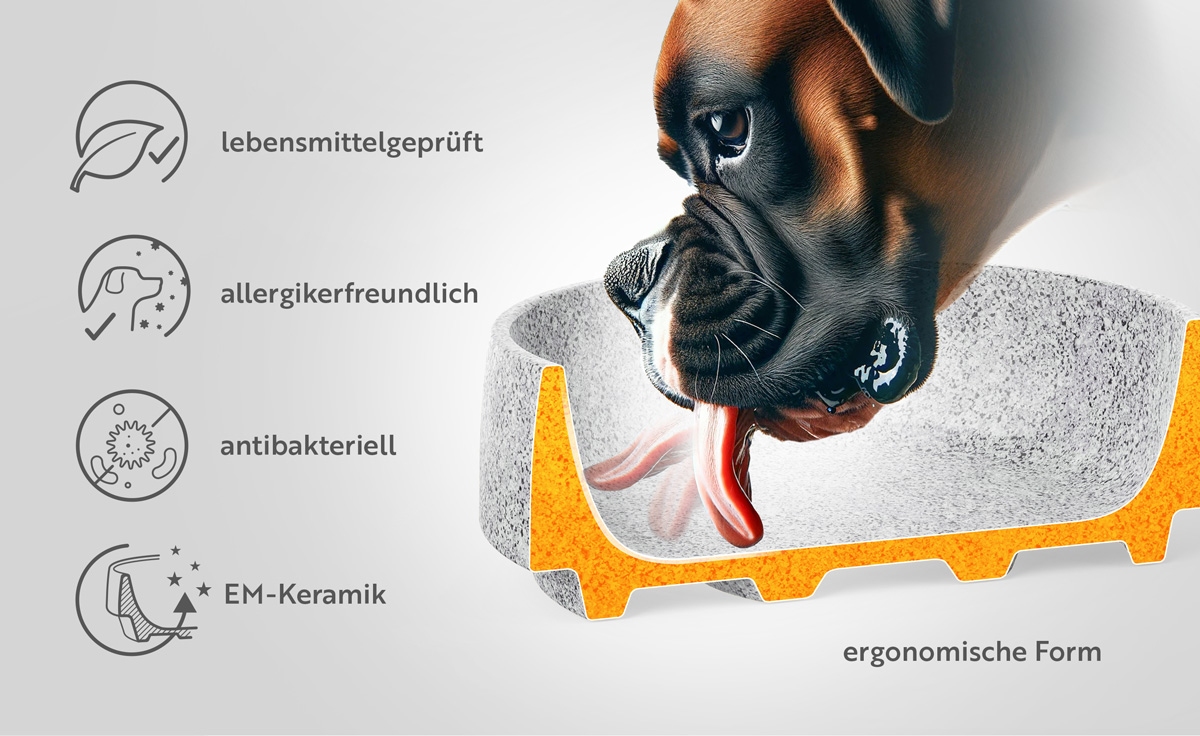 DENK Keramik Hundenapf M Granicium 1,6 Liter für mittelgroße und große Hunde | HMGR1 von DENK Keramik
