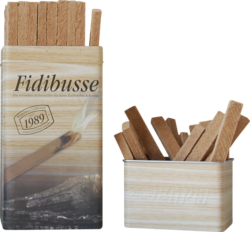 1x Fidibusse Großpackung 350 Stück + 1x Blechdose 50 Anzündern + 1x 300ml Kaminscheiben Reiniger von Brunner