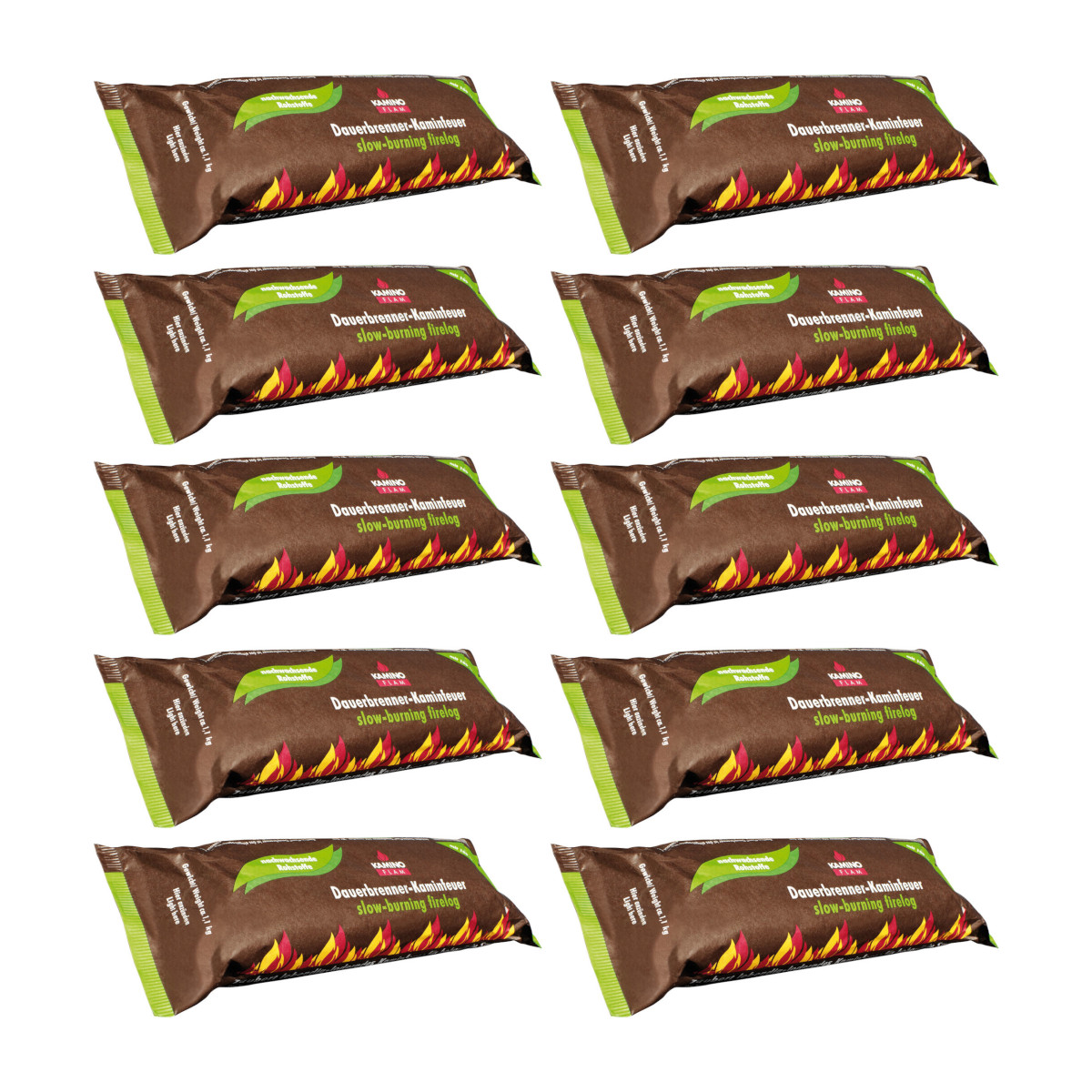 10x Dauerbrenner | Kaminfeuerscheit | 100 % nachwasende Rohstoffe | Kamin | Ofen | Grillkota von KAMINO Flam