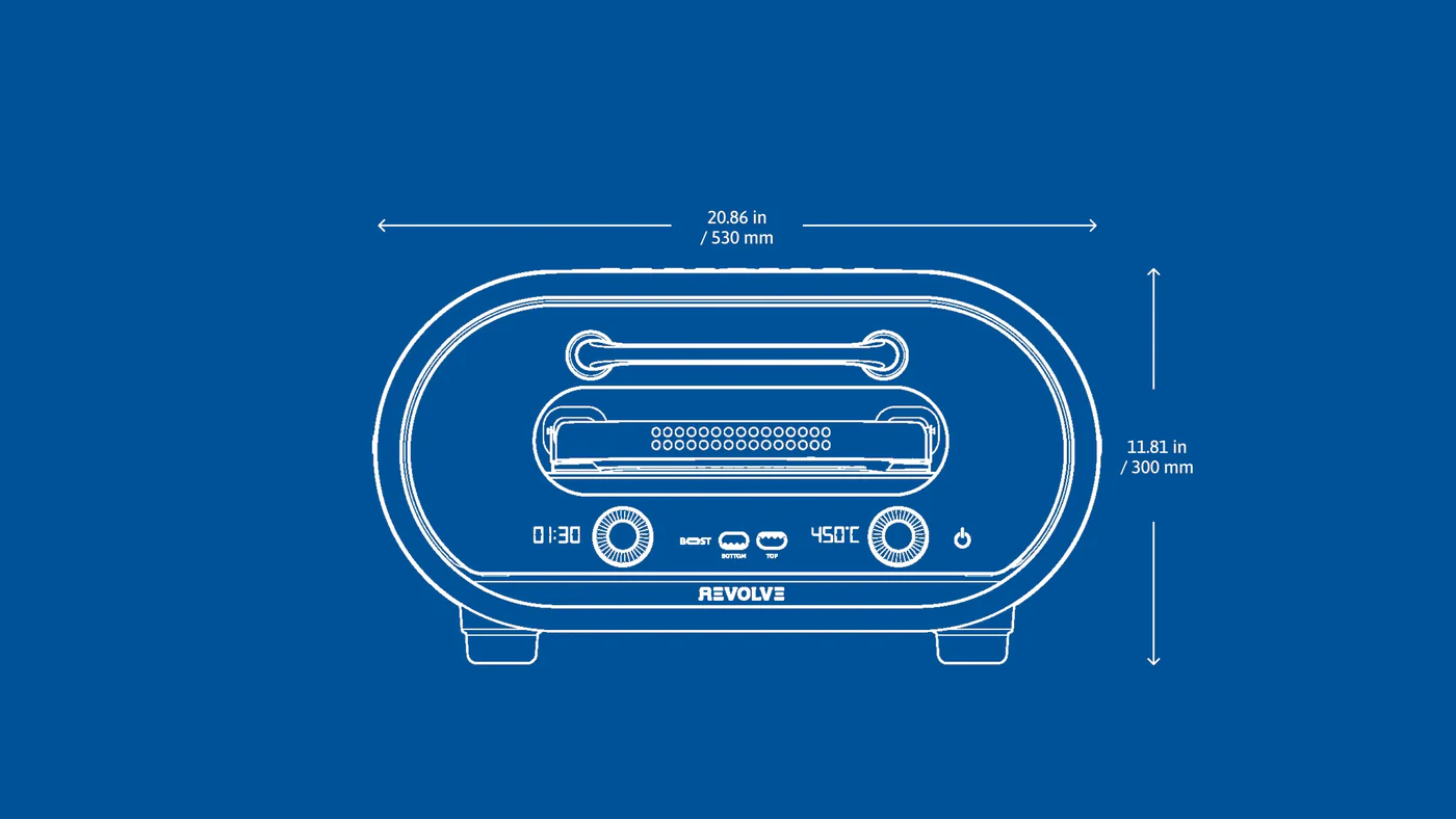 Revolve Elektro-Pizzaofen mit 33 cm großem automatischem Drehteller aus Cordierit - bis 450 °C für Indoor & Outdoor von Revolve