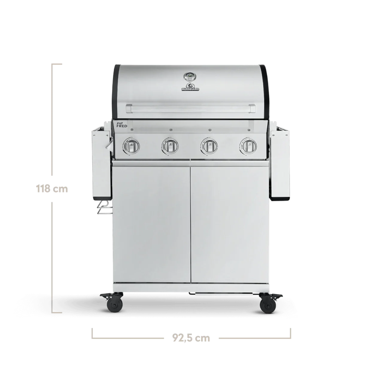 BURNHARD Big FRED Basic Gasgrill 4-Brenner in der Farbe Edelstahl mit Gusseisenrost von BURNHARD