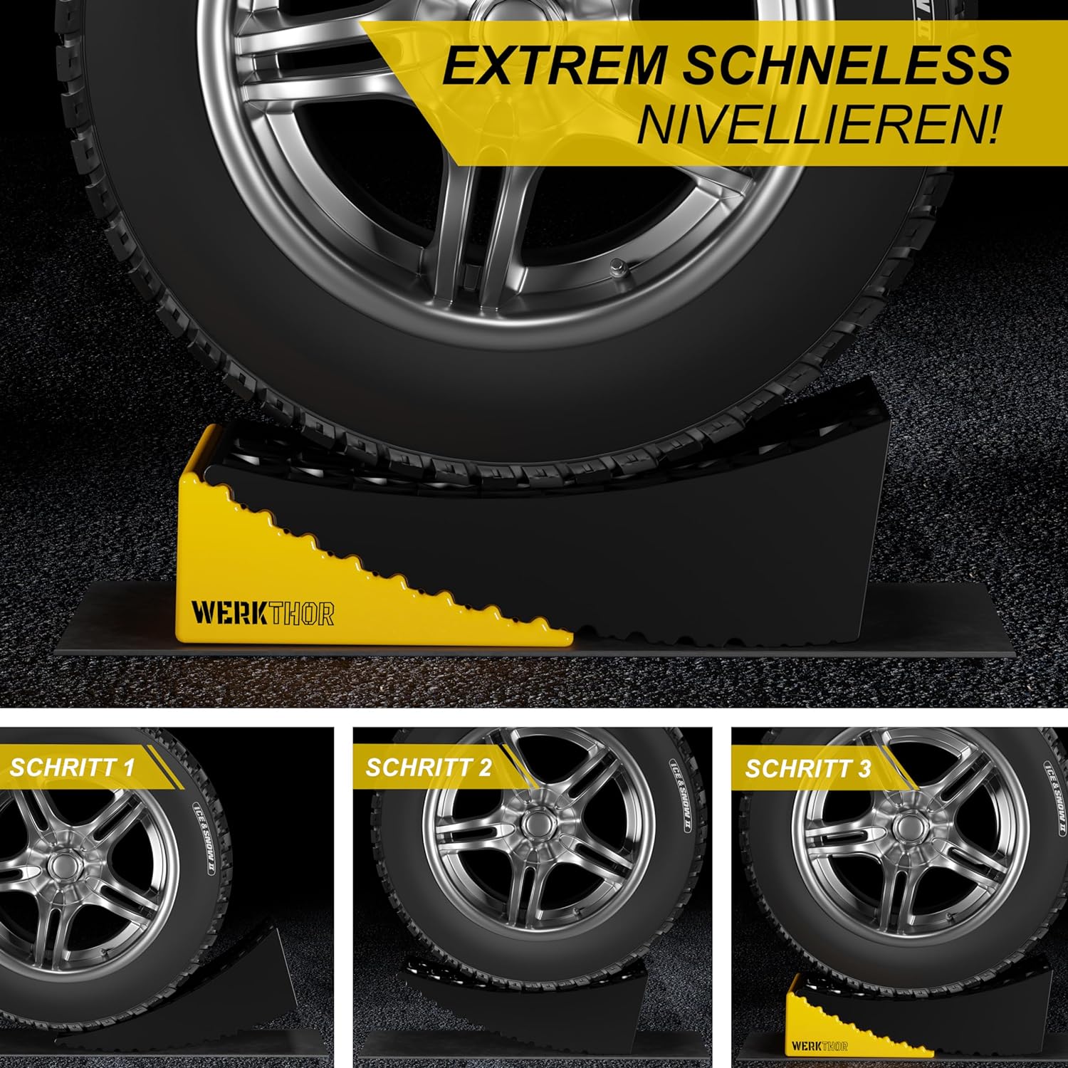WERKTHOR Auffahrkeile 2er Set Schwarz / Gelb | Wohnmobil & Wohnwagen & VAN & Anhänger von WERKTHOR WERKTHOR Auffahrkeile 2er Set Schwarz / Gelb | Wohnmobil & Wohnwagen & VAN & Anhänger von WERKTHOR