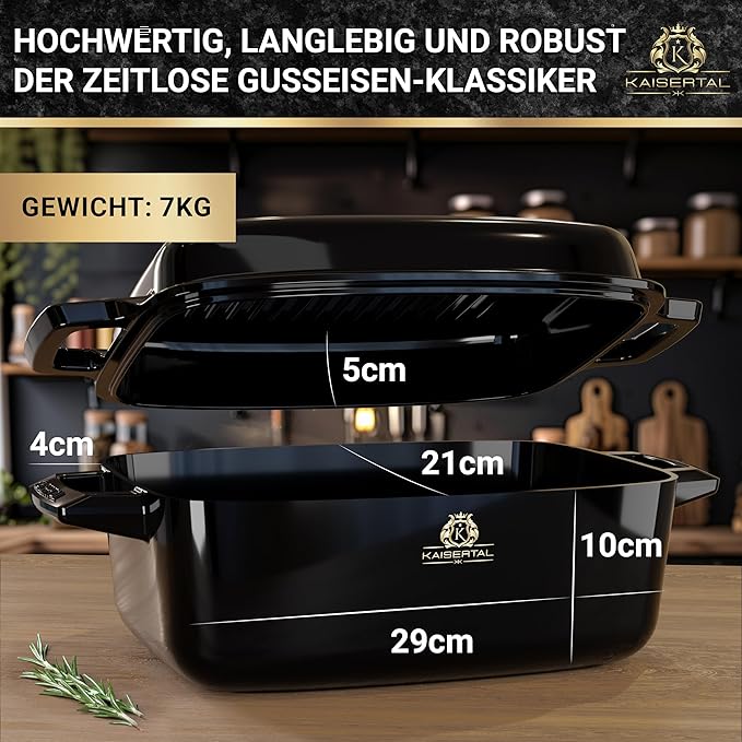 KAISERTAL Emaillierter Gusseisen Bräter 28 cm mit Deckel 6 Liter von KAISERTAL