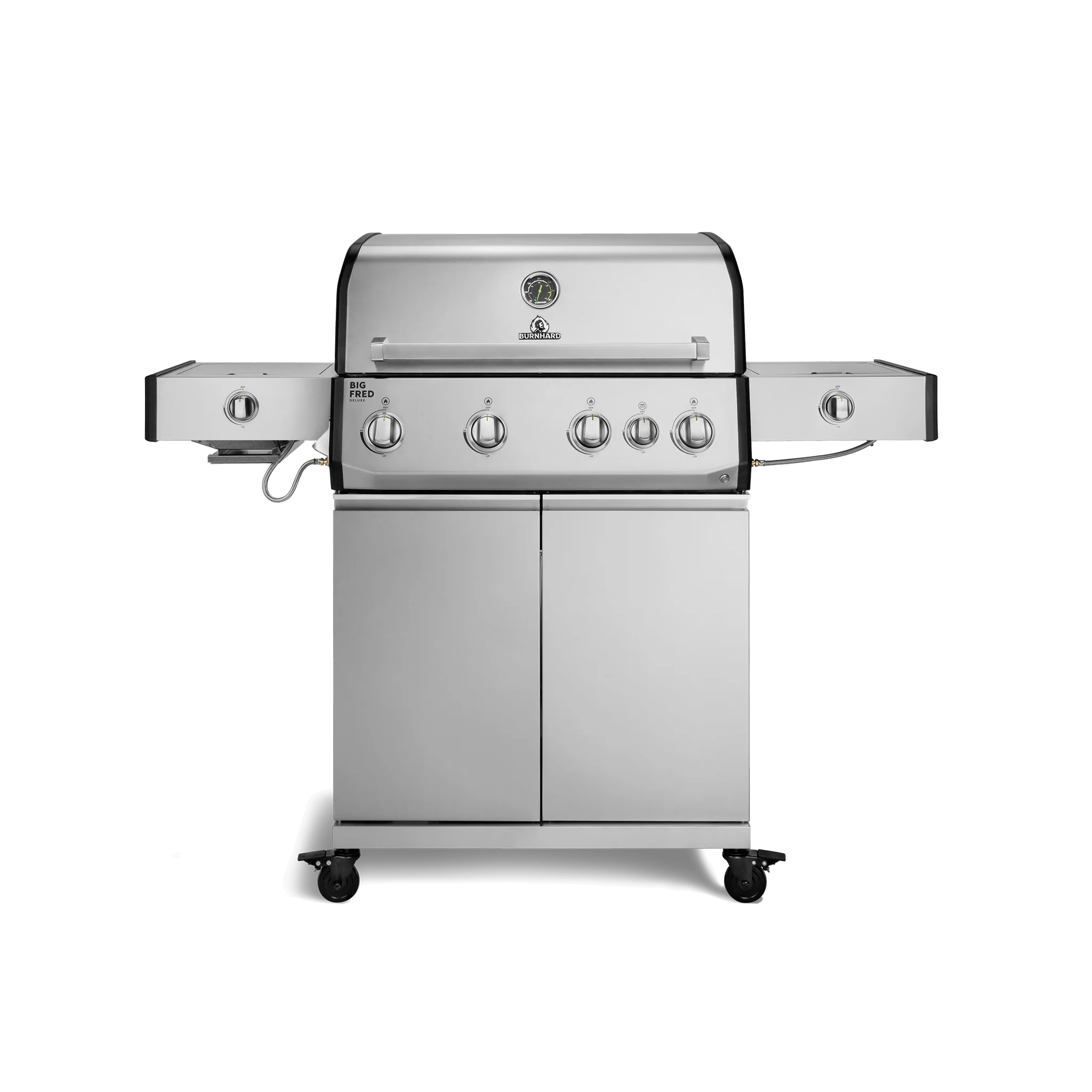 BURNHARD Big FRED Deluxe Plus Gasgrill 4 Brenner Series 4 Edelstahl Grill mit Gusseisen Grillrost Maximale BBQ Power 24,7 kW Premium Ausstattung von BURNHARD